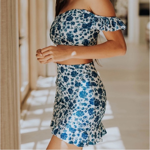 NWOT Albion Santorini High Waisted Blue Floral Swim Skirt XXL Feminine Modest - Picture 4 of 16